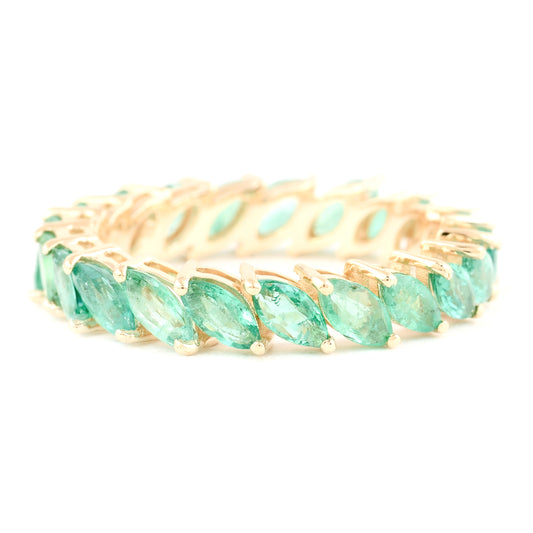 2.53 Ct Marquise Mixed Cut Natural Beryl Emerald 14K Gold Ring