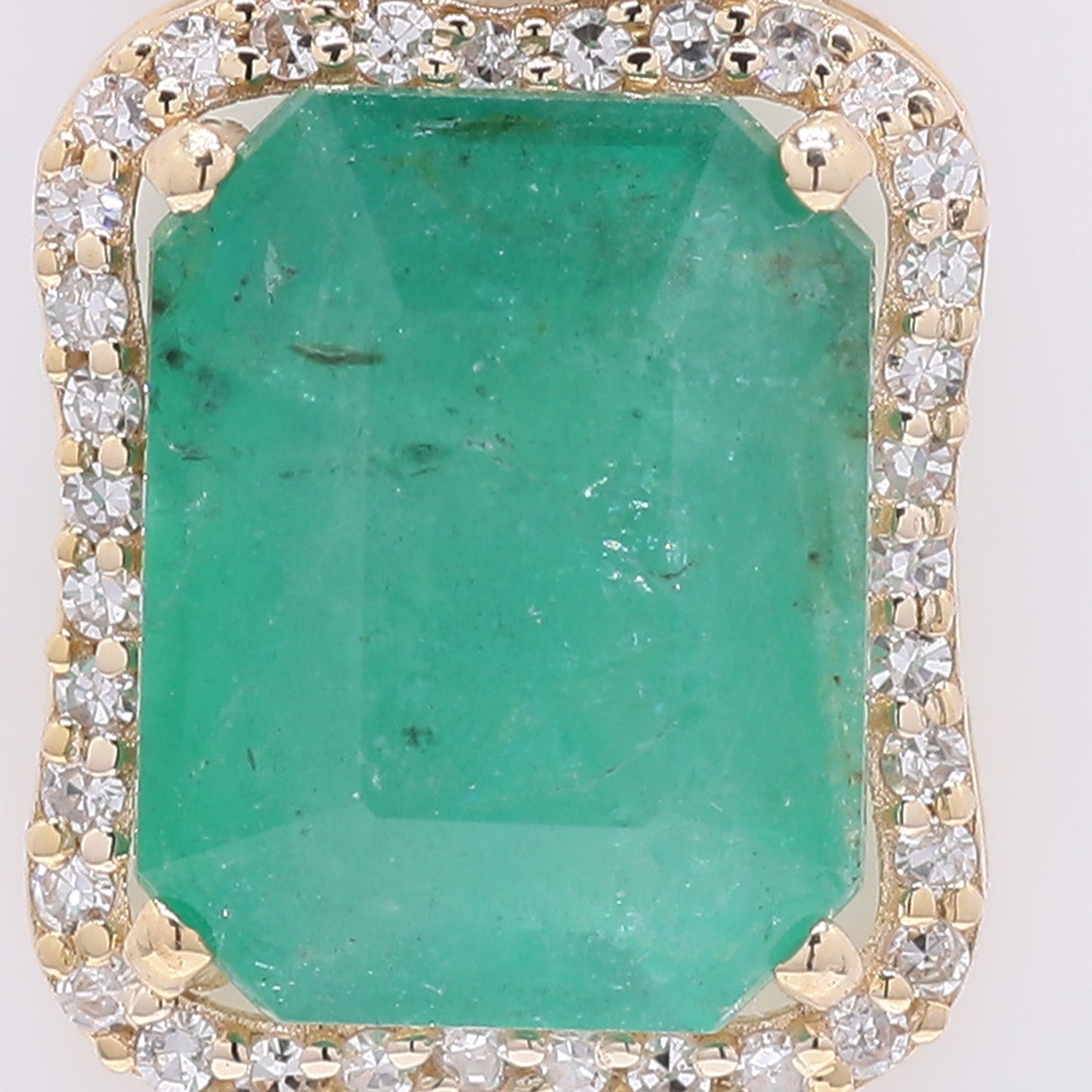 2.94 Ct Octagon Step Cut Natural Emerald 14K Gold Pendant