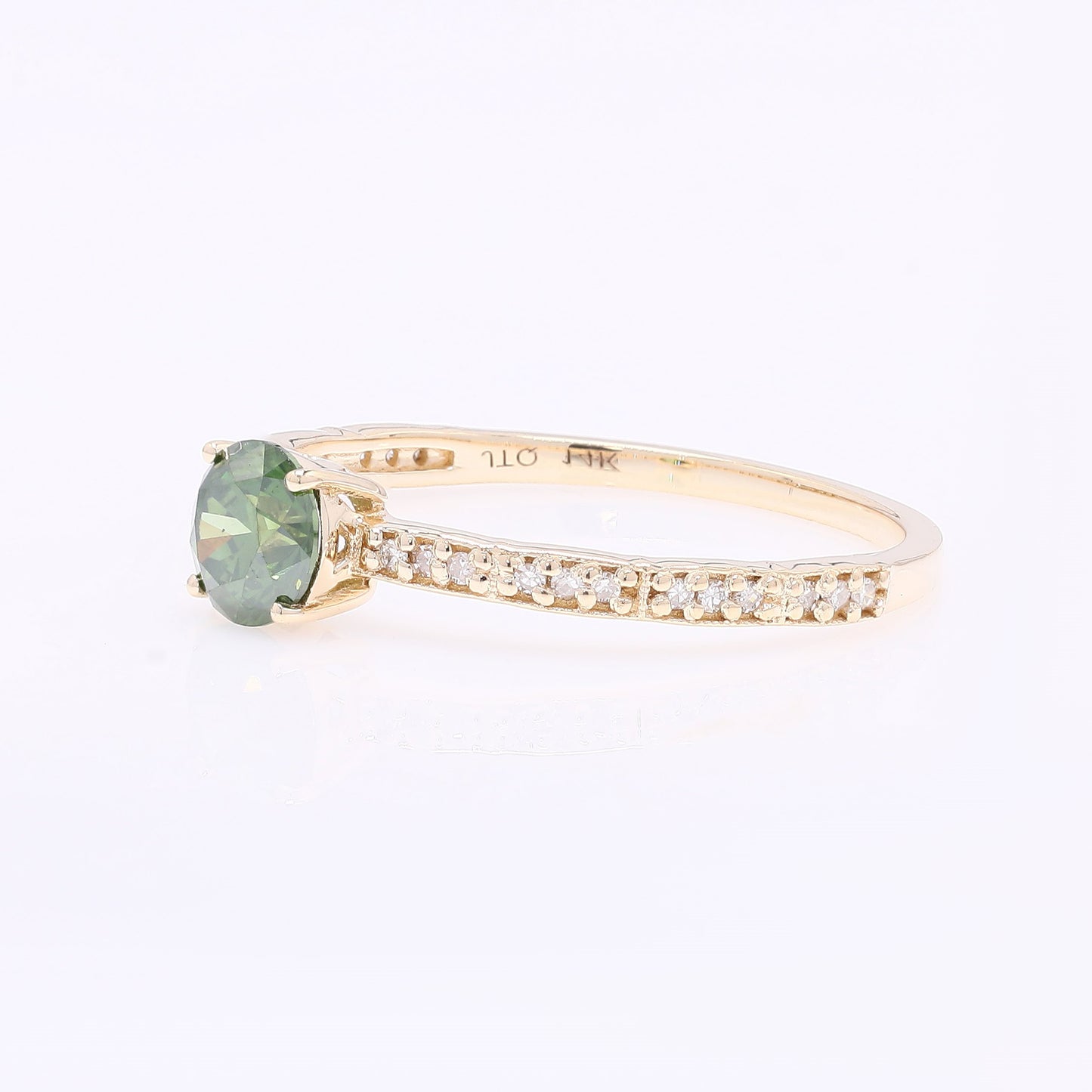0.59 Ct Round Green Diamond 14K Gold Ring