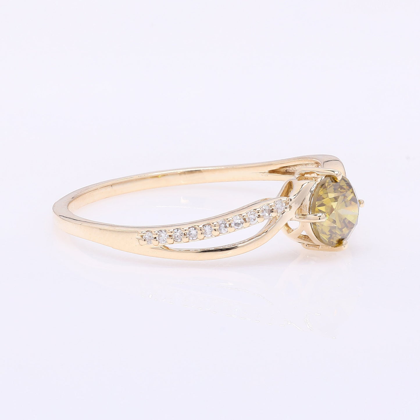 0.60 Ct Round Yellow Diamond 14K Gold Ring