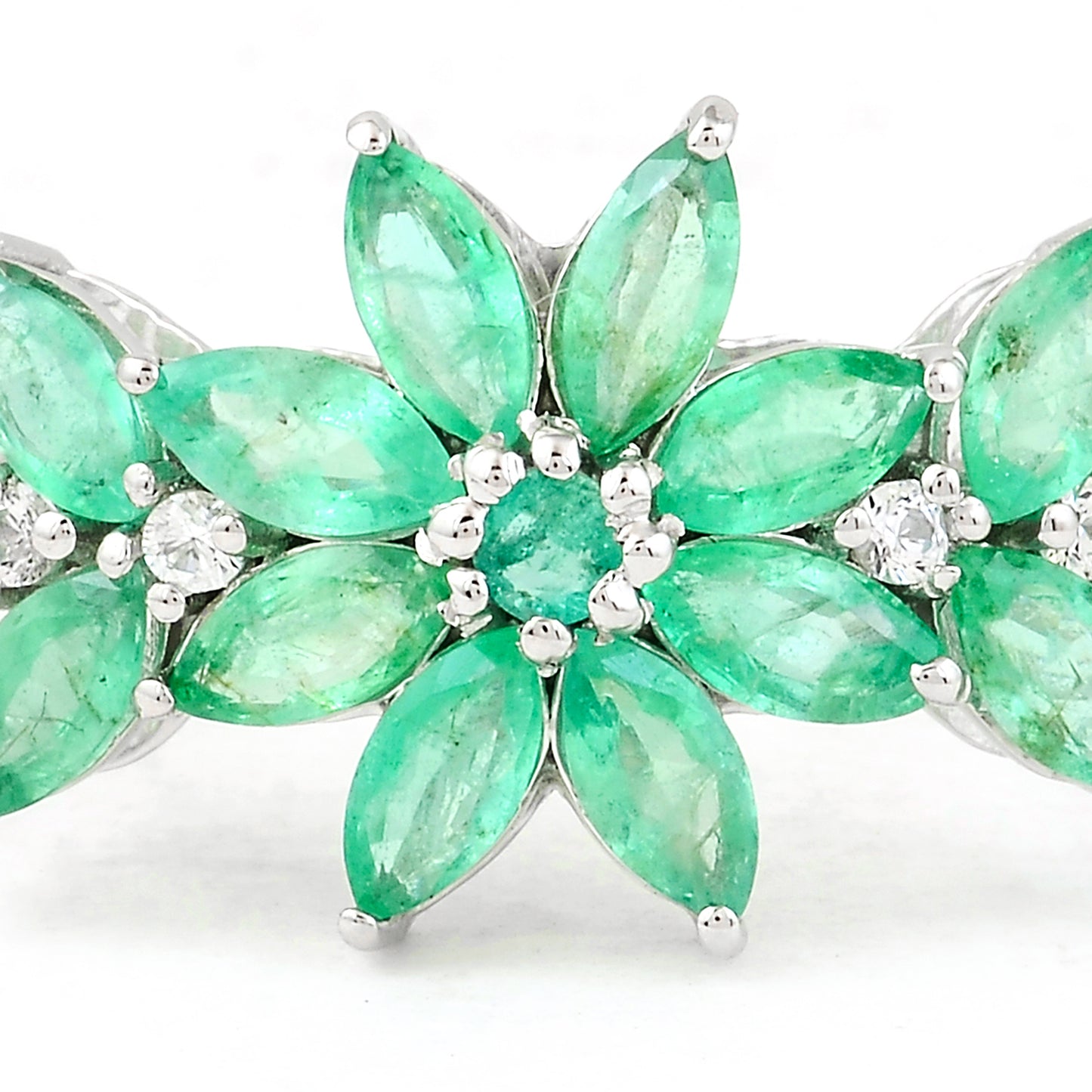 1.54 Ct Marquise Mixed Cut, Round Mixed Cut Natural Emerald 950 Platinum Ring