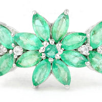 1.54 Ct Marquise Mixed Cut, Round Mixed Cut Natural Emerald 950 Platinum Ring