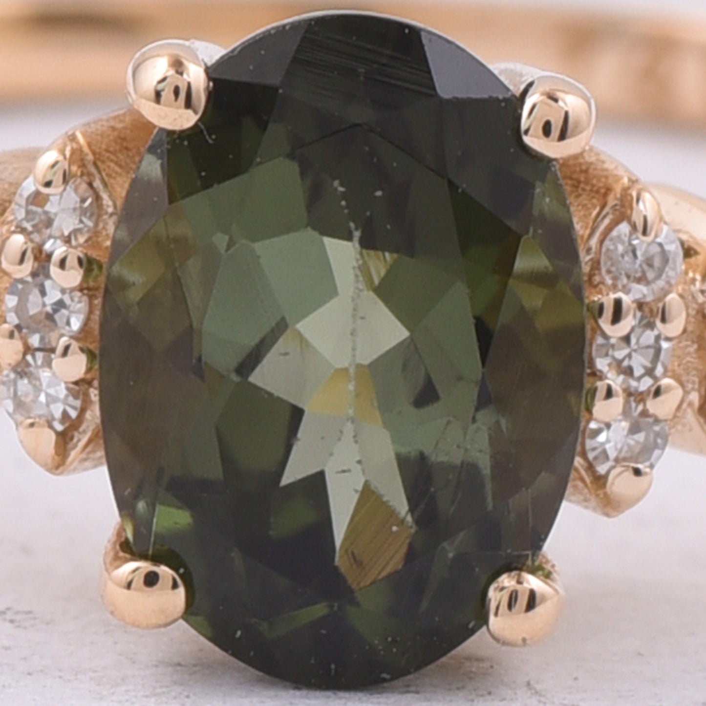 0.92 Ct Oval Natural Green Tourmaline 14K Gold Ring