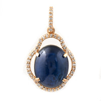 6.00 Ct Oval Cabochon Cut Natural Sapphire 14K Gold Pendant