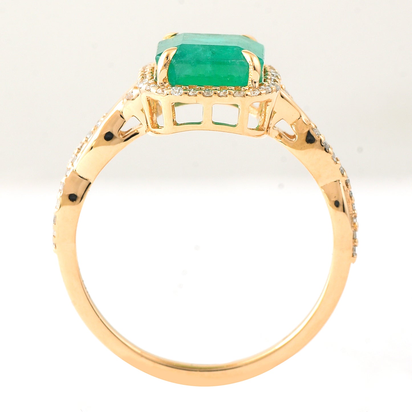 2.08 Ct Octagon Step Cut Natural Emerald 14K Gold Ring