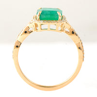 2.08 Ct Octagon Step Cut Natural Emerald 14K Gold Ring
