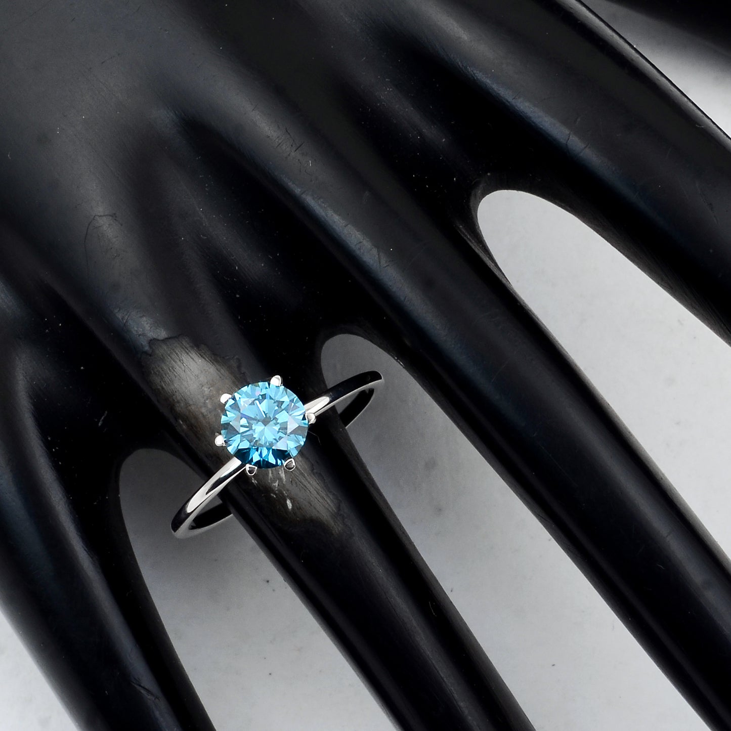 1.10 Carats Blue Lab Grown Diamond 14K Gold Ring