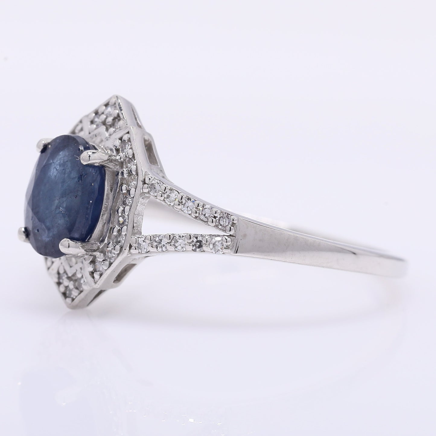1.33 Ct Oval Mixed Cut Natural Sapphire 950 Platinum Ring