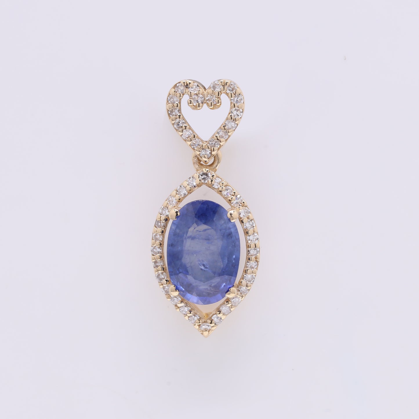 1.53 Ct Oval Mixed Cut Natural Sapphire 14K Gold Pendant