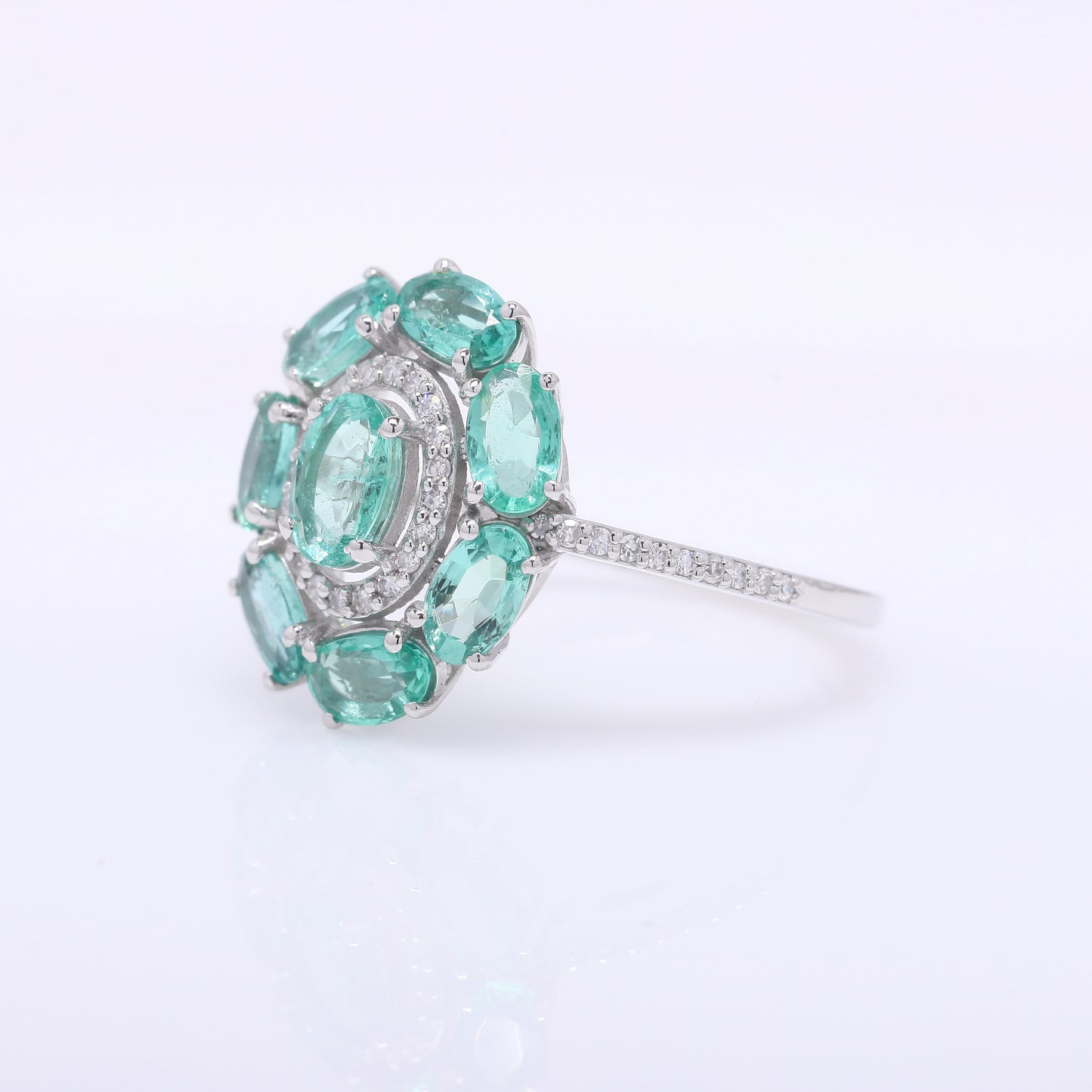 1.89 Ct Oval Mixed Cut Natural Emerald 950 Platinum Ring