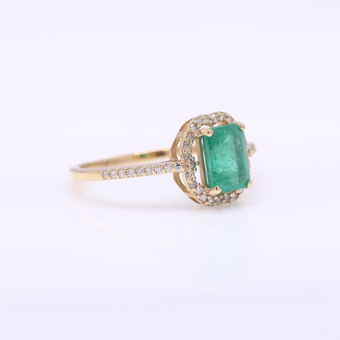 1.24 Ct Octagon Step Cut Natural Emerald 14K Gold Ring