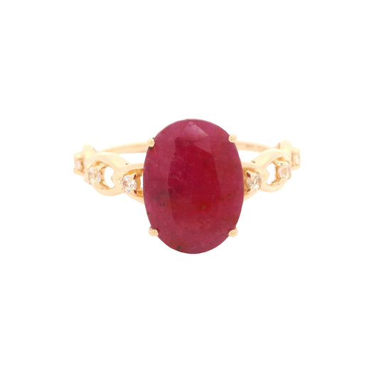 2.97 Ct Oval Ruby 14K Gold Ring