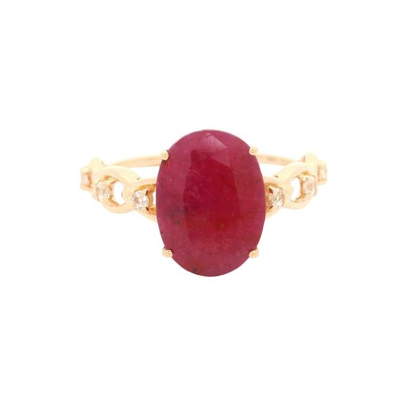 2.97 Ct Oval Ruby 14K Gold Ring