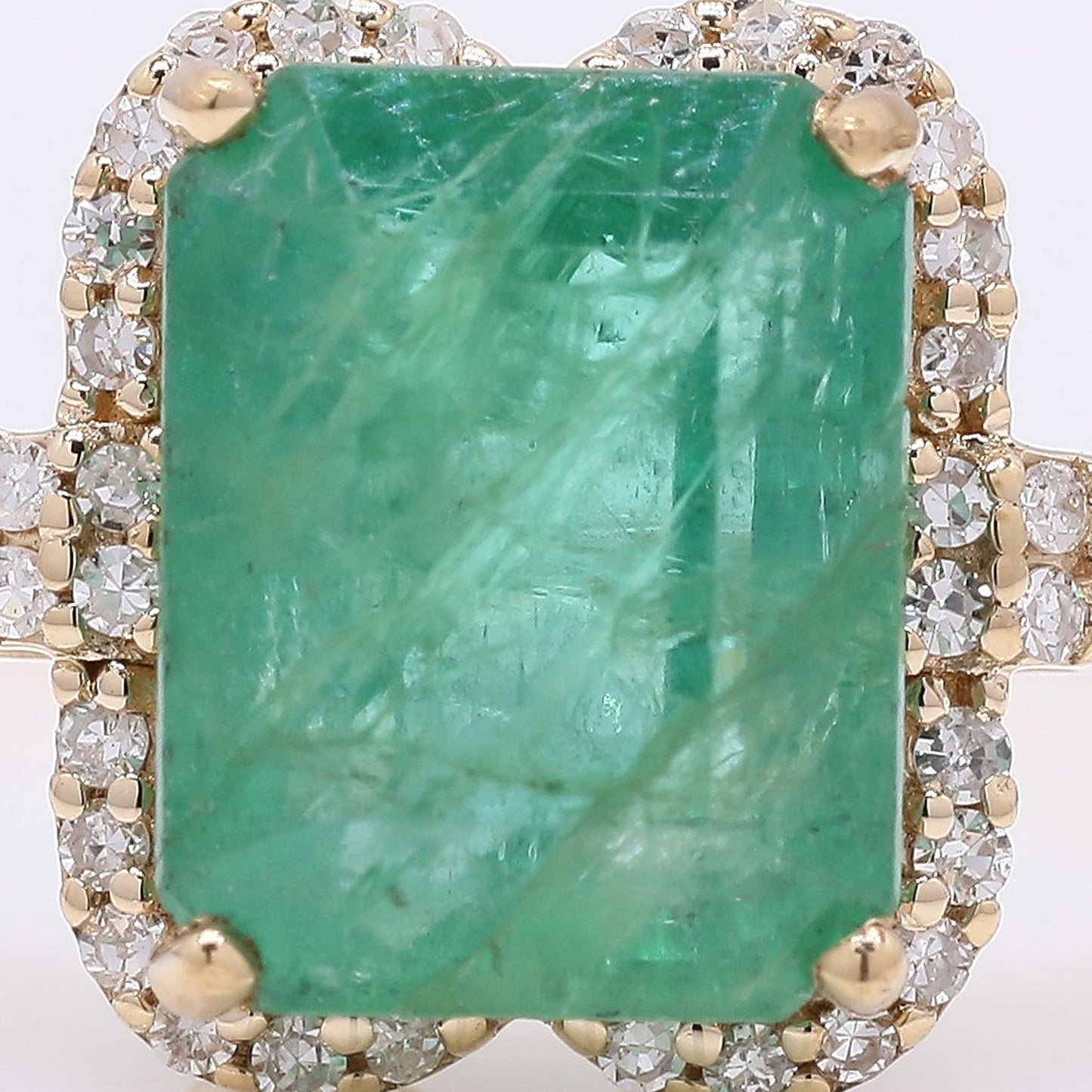 2.96 Ct Octagon Step Cut Natural Emerald 14K Gold Ring