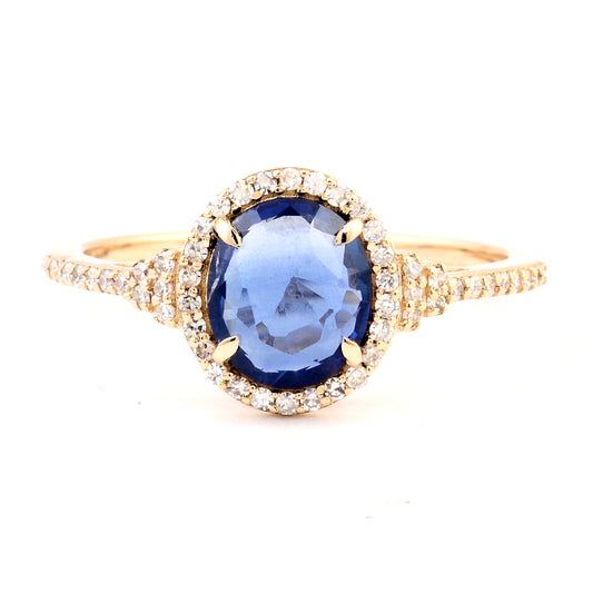 1.37 Carats Natural Codundum Sapphire 14K Gold Ring