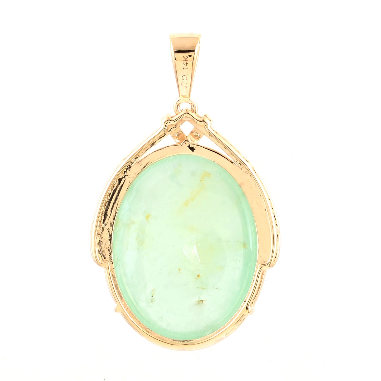 17.58 Ct Oval Cabochon Natural Beryl Emerald 14K Gold Pendant
