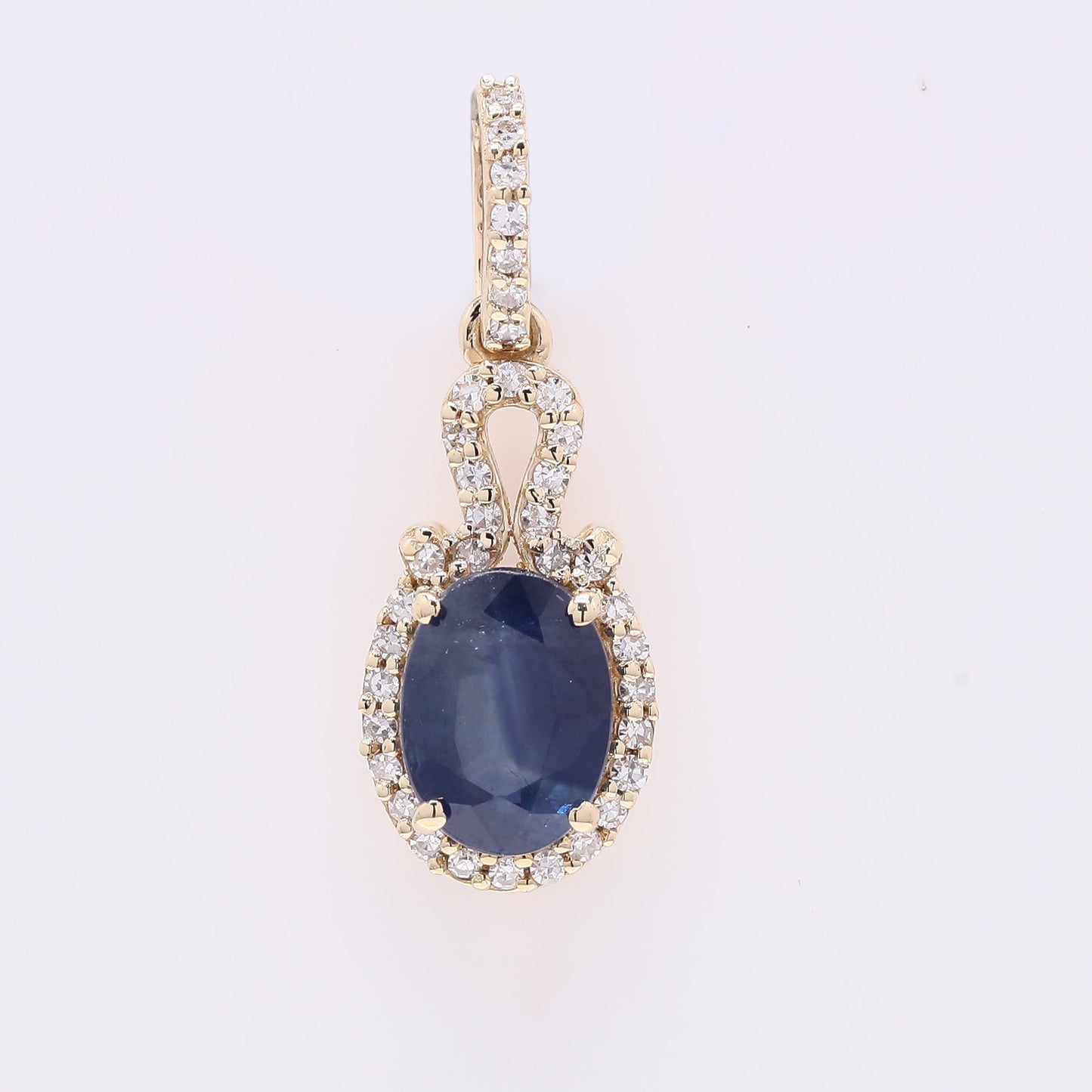 1.35 Ct Oval Mixed Cut Natural Sapphire 14K Gold Pendant