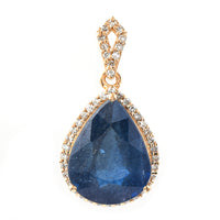4.88 Ct Pear Mixed Cut Natural Sapphire 14K Gold Pendant