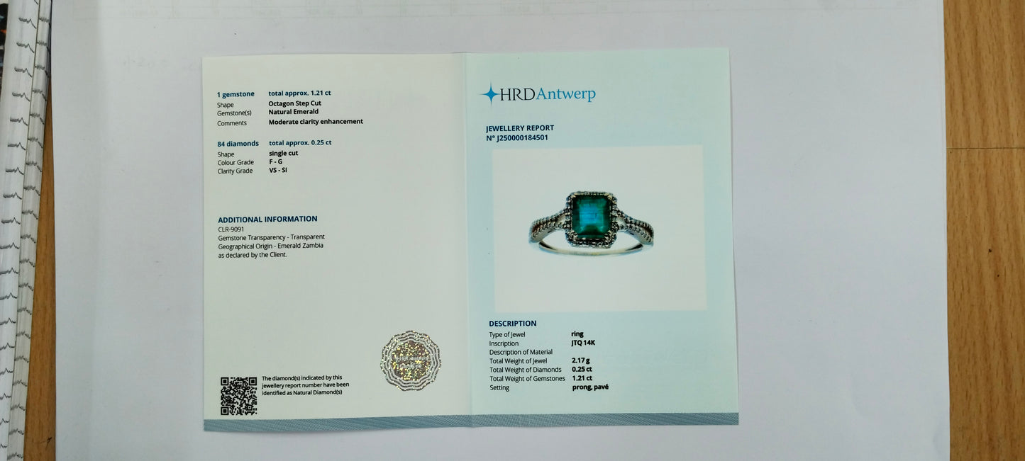 1.46 Ct Octagon Step Cut Natural Emerald 14K Gold Ring