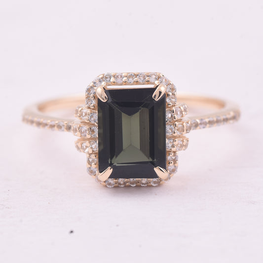 1.71 Ct Octagon Tourmaline 9K Gold Ring