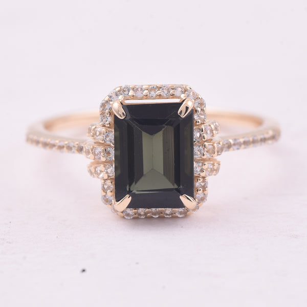 1.71 Ct Octagon Tourmaline 9K Gold Ring