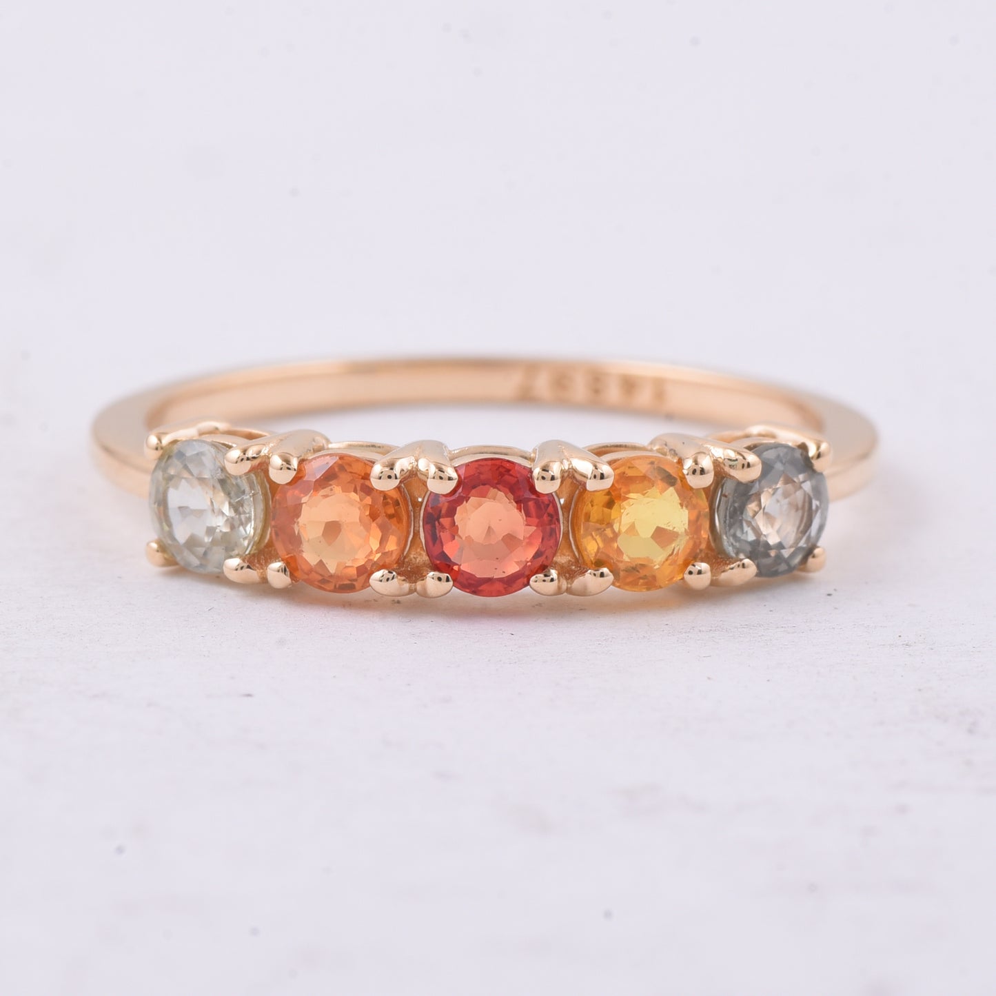 1.12 Ct Round Natural Multi-Coloured Sapphire 14K Gold Ring
