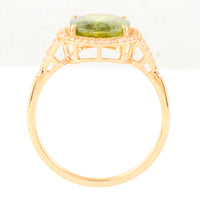3.66 Ct Oval Mixed Cut Natural Green Sapphire 14K Gold Ring