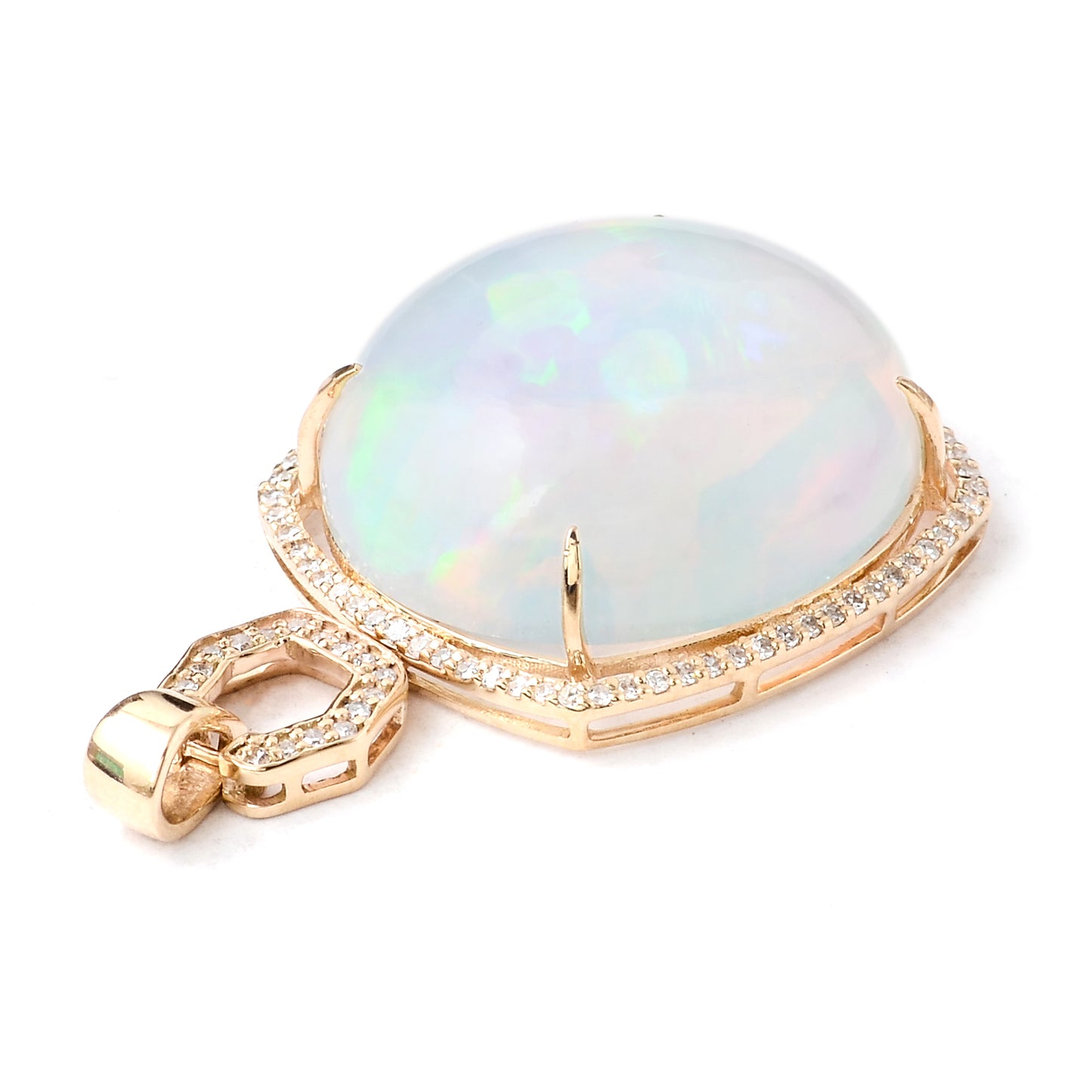 18.22 Ct Oval Cabochon Natural Opal 14K Gold Pendant