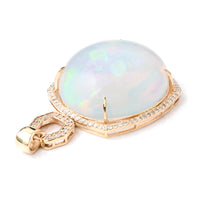 18.22 Ct Oval Cabochon Natural Opal 14K Gold Pendant