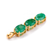 2.12 Ct Oval Mixed Cut Natural Emerald 14K Gold Pendant