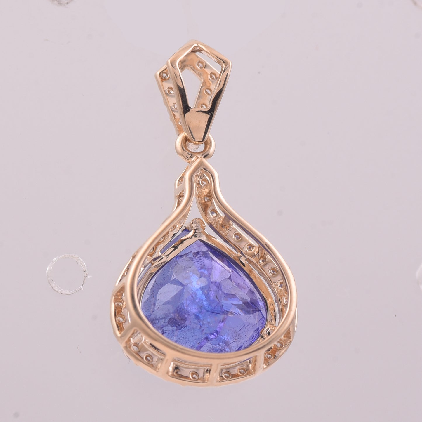 3.44 Ct Pear Mixed Cut Natural Tanzanite 14K Gold Pendant