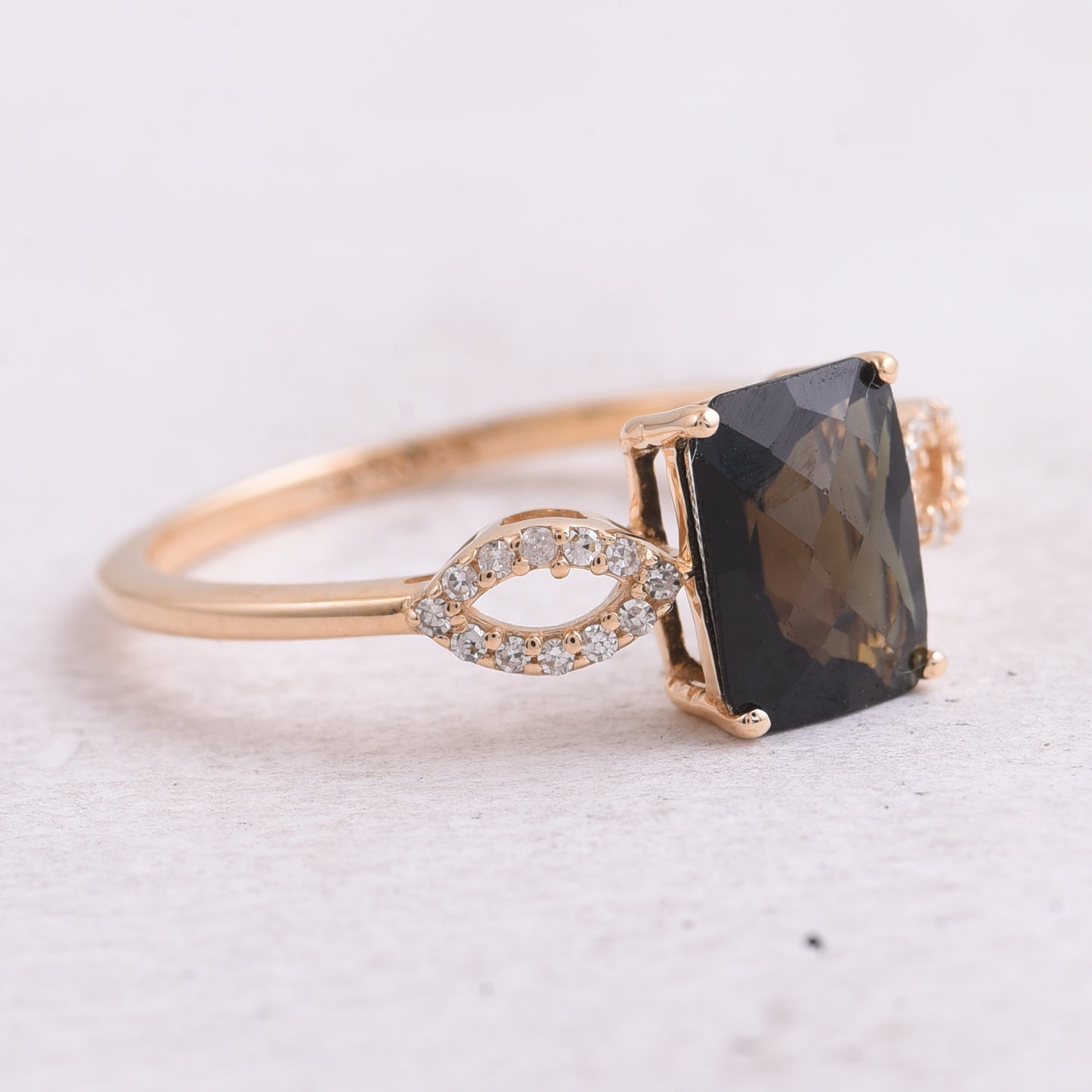 1.42 Ct Octagon Step Cut Natural Tourmaline 14K Gold Ring