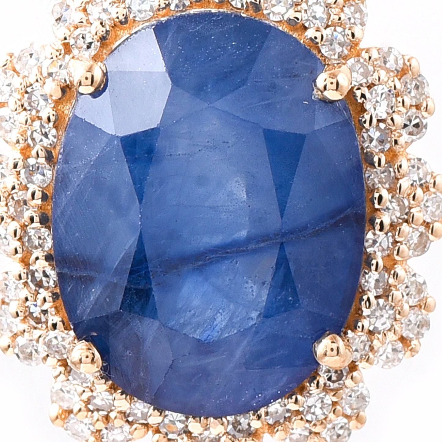 5.38 Ct Oval Mixed Cut Natural Sapphire 14K Gold Pendant