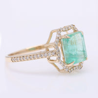 2.38 Ct Octagon Step Cut Natural Emerald 14K Gold Ring