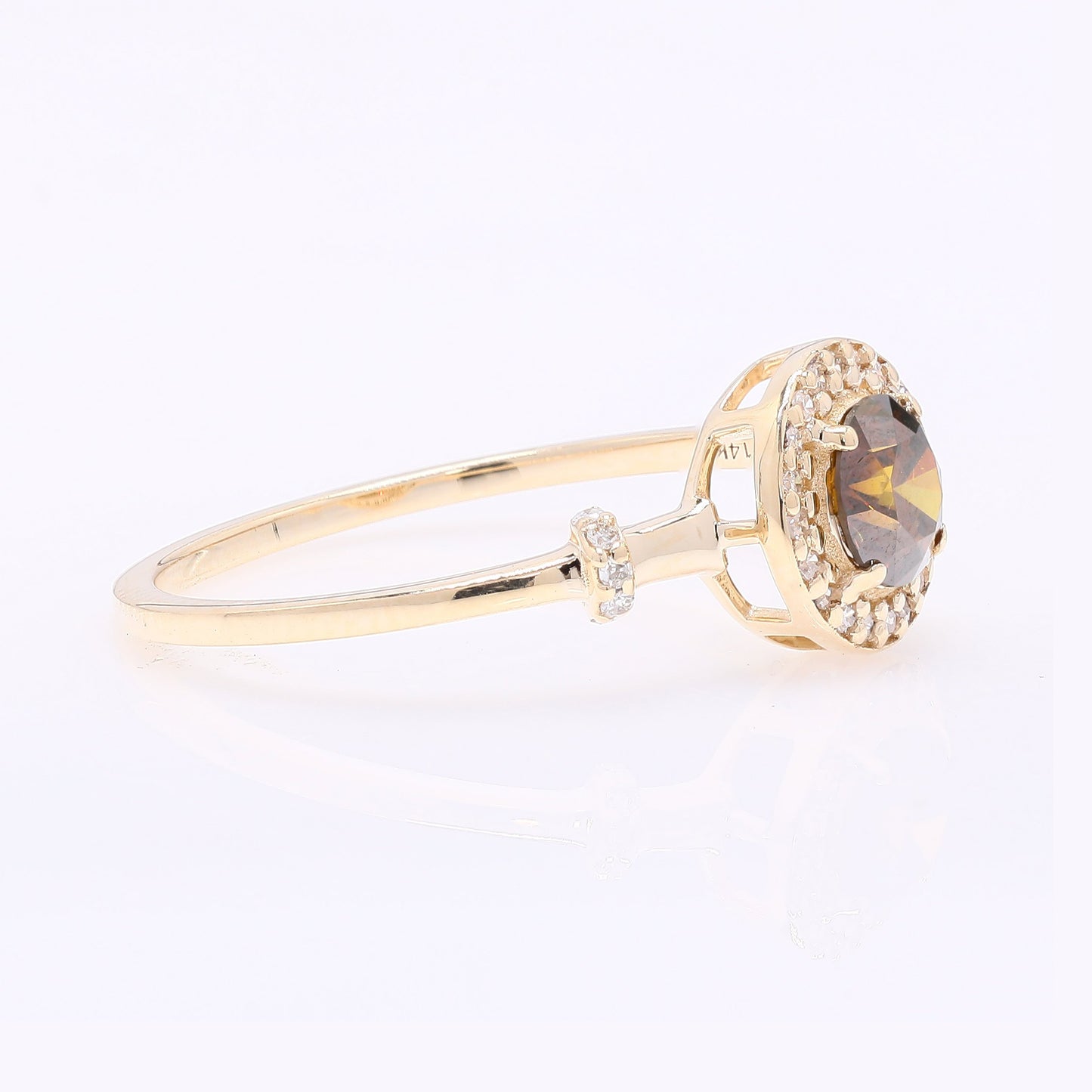 0.53 Ct Round Red Diamond 14K Gold Ring