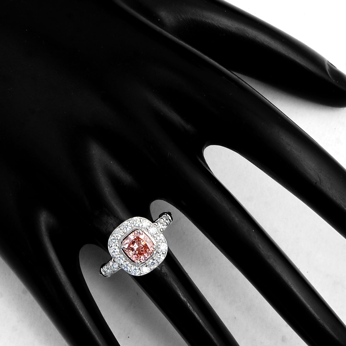 1.57 Carats Fancy Vivid Pink Lab Grown Diamond 14K Gold Ring