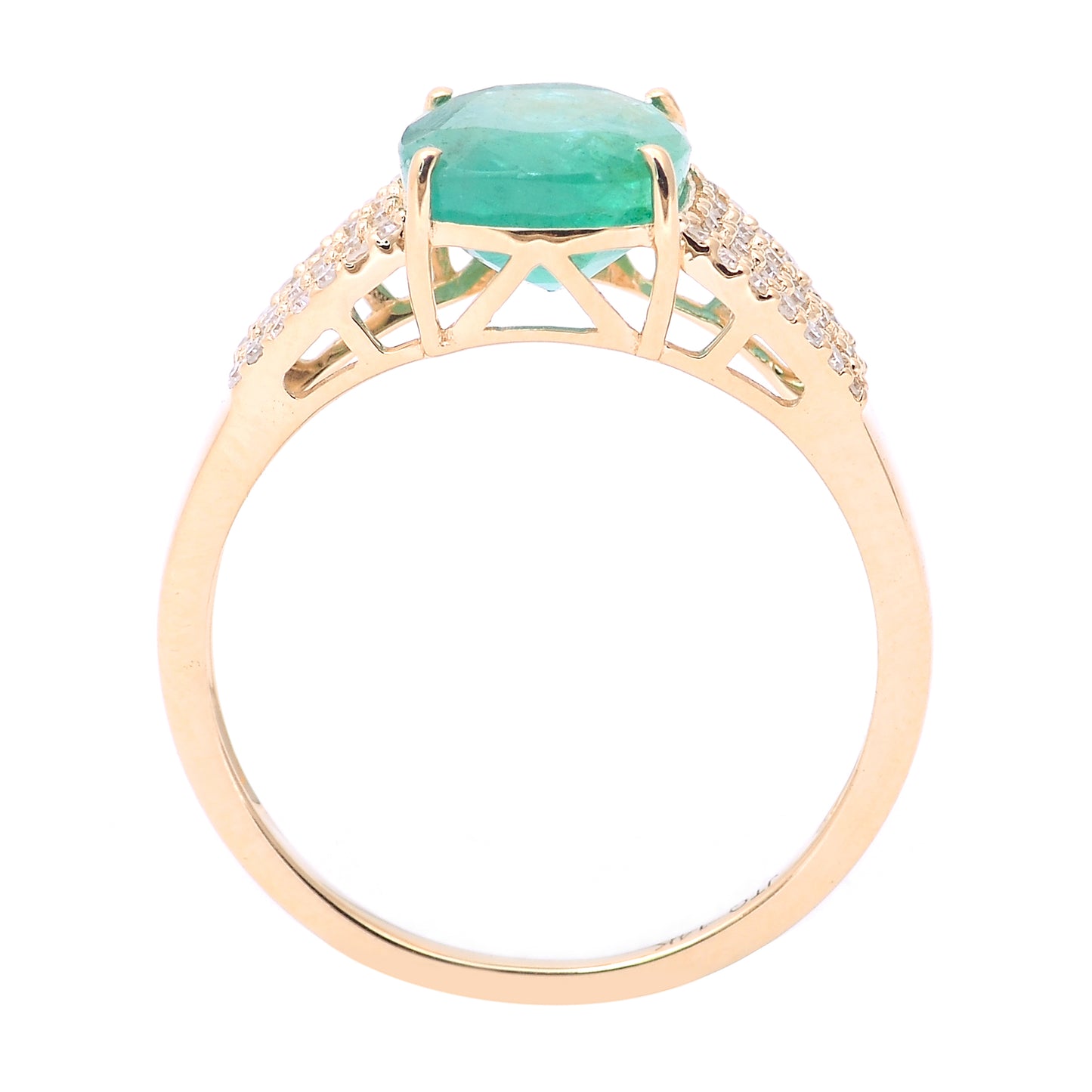 2.62 Ct Cushion Mixed Cut Natural Emerald 14K Gold Ring