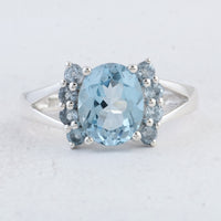 3.24 Ct Oval Blue Topaz 925 Sterling Silver Ring