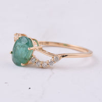 1.50 Ct Oval Natural Emerald 14K Gold Ring