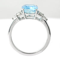 3.09 Ct Cushion Aquamarine 950 Platinum Ring