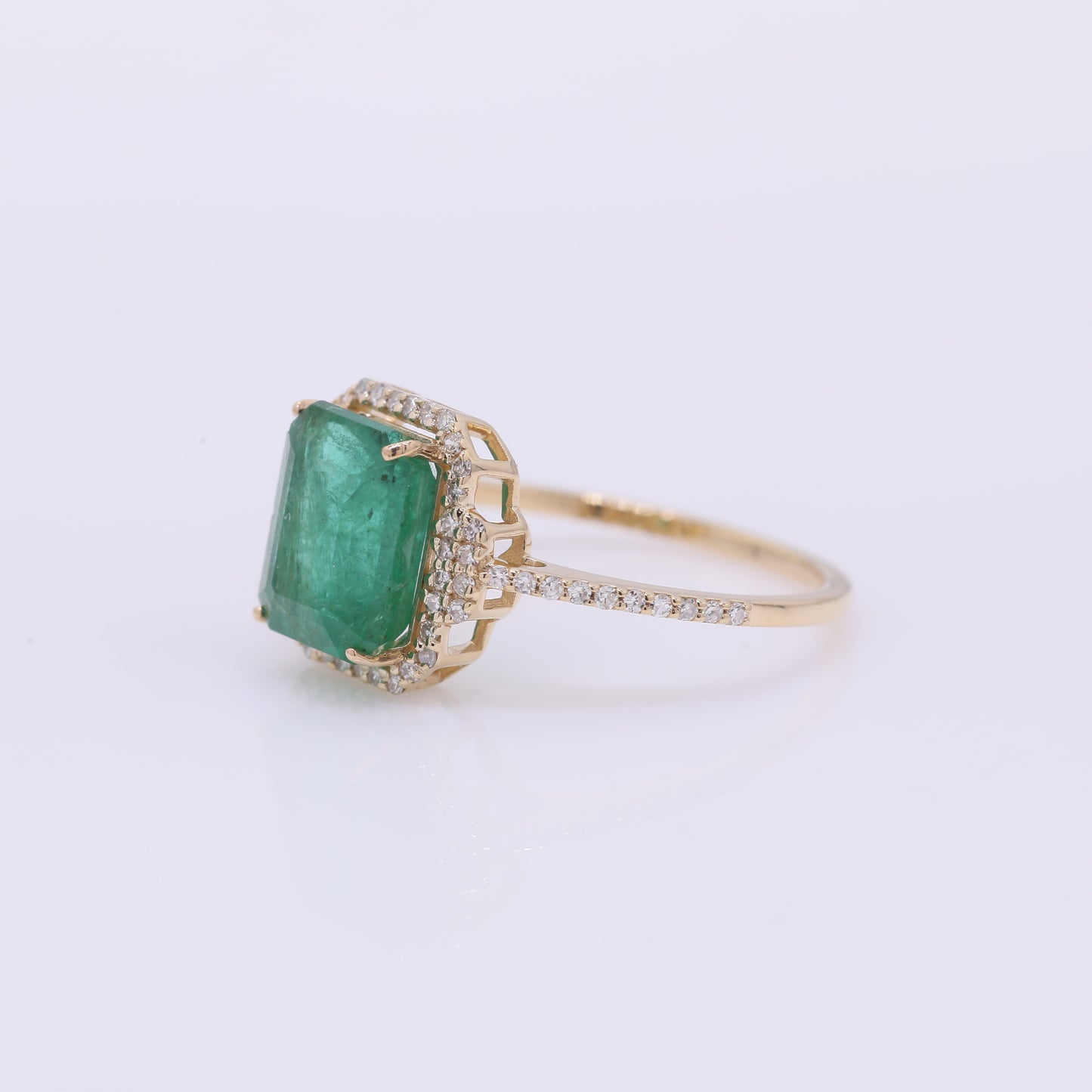 2.91 Ct Octagon Step Cut Natural Emerald 14K Gold Ring