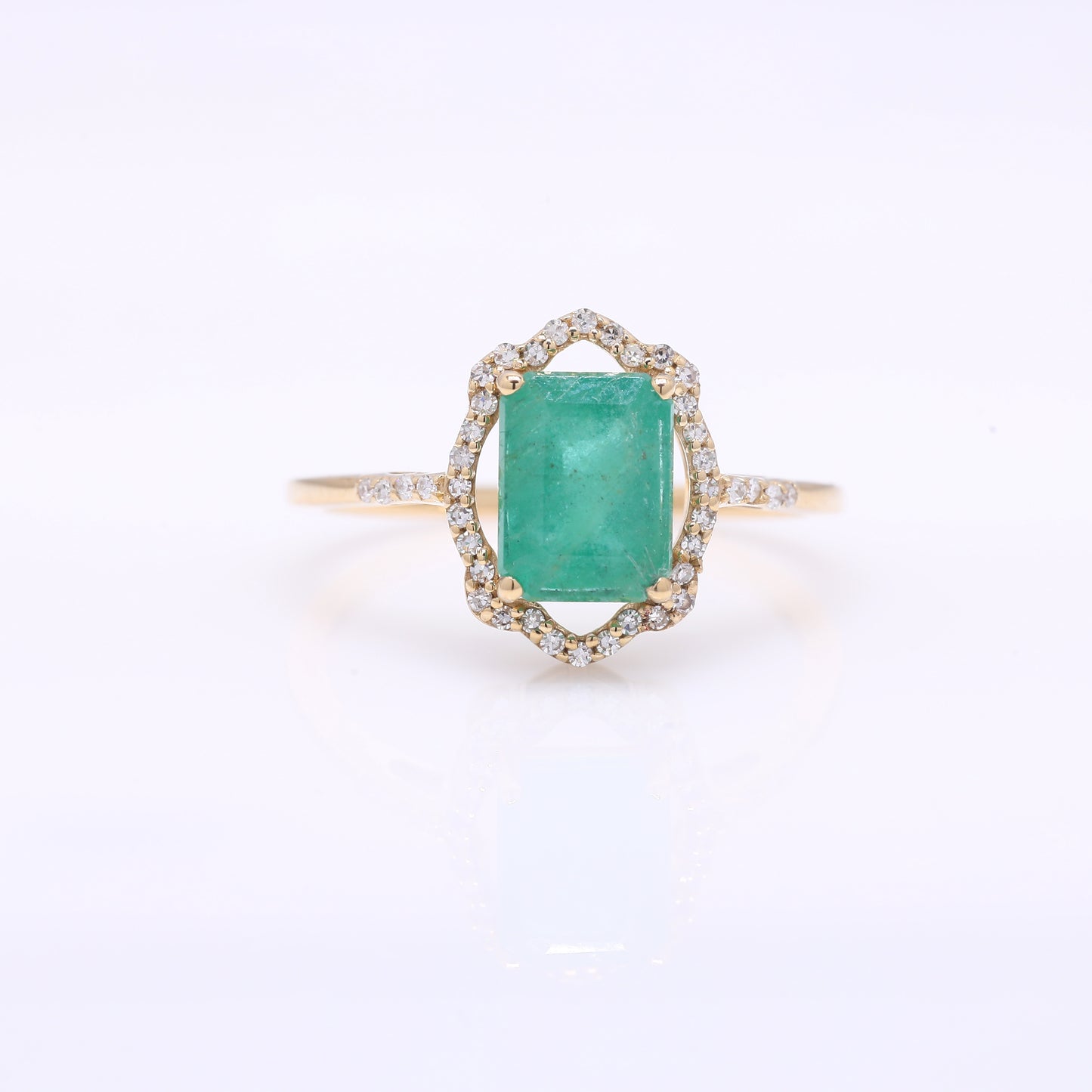 1.97 Ct Octagon Step Cut Natural Emerald 14K Gold Ring