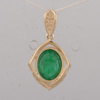 3.31 Ct Oval Emerald 9K Gold Pendant