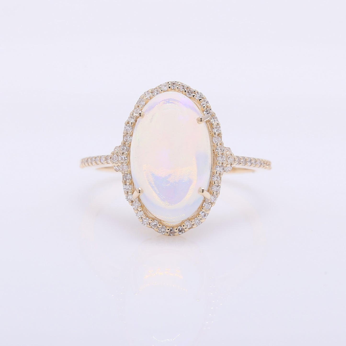 3.09 Ct Oval Cabochon Cut Natural Opal 14K Gold Ring