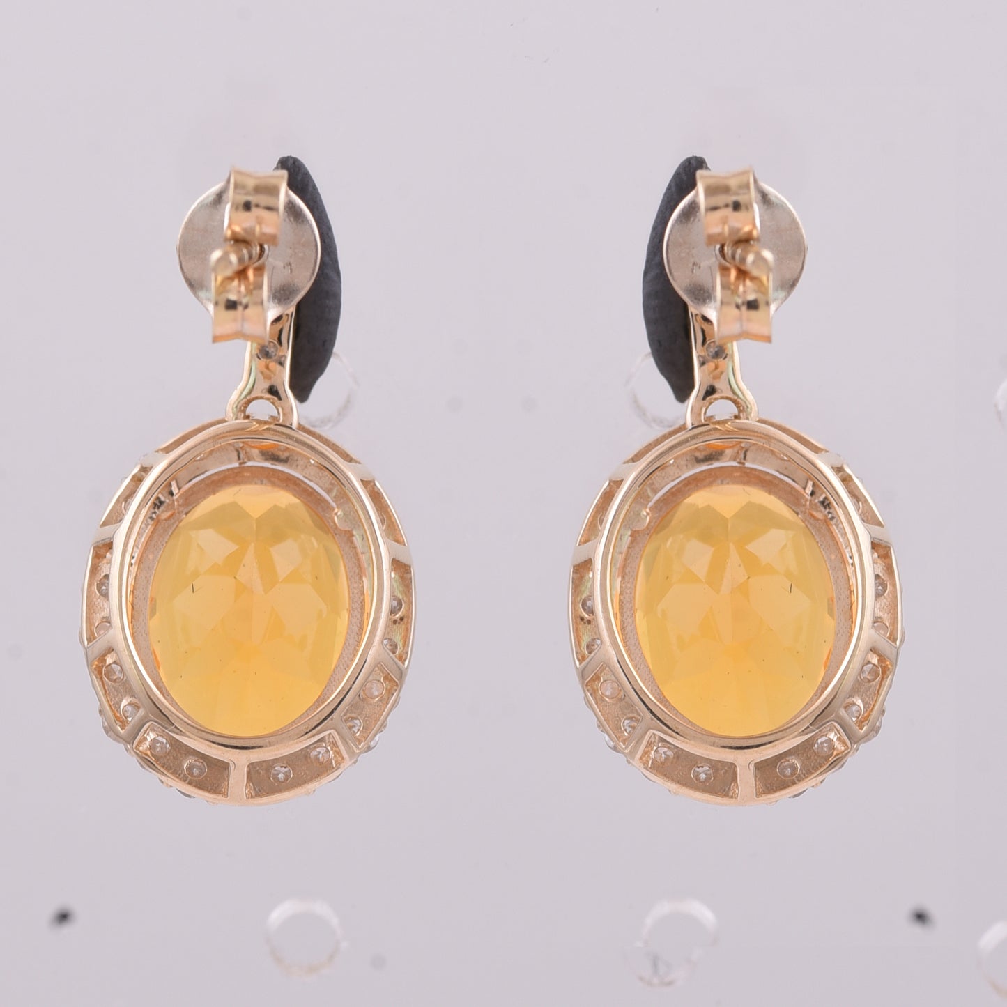 4.12 Ct Oval Br.Fire Opal 9K Gold Earrings