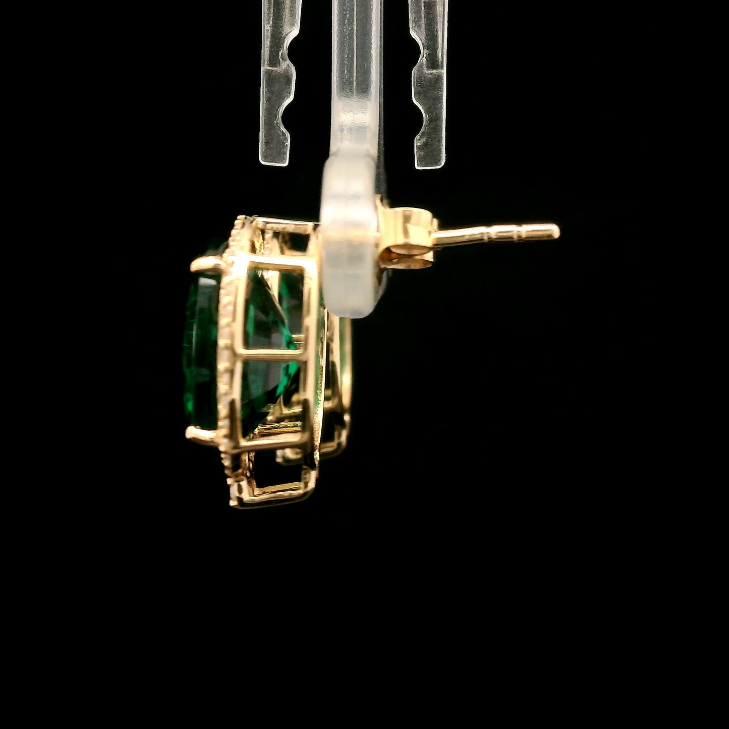 6.27 Ct Oval Mixed Cut Lab Grown Emerald 14K Gold Earrings
