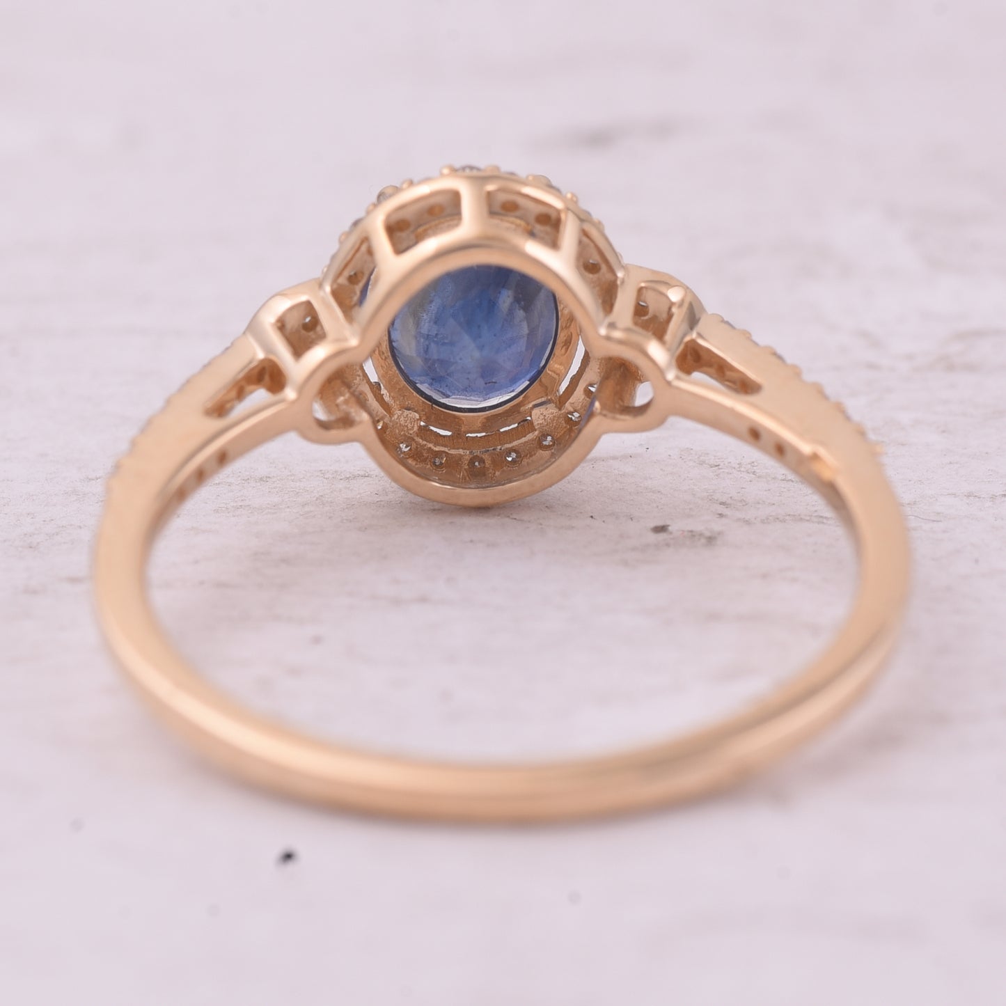 1.49 Ct Oval Mixed Cut Natural Sapphire 14K Gold Ring