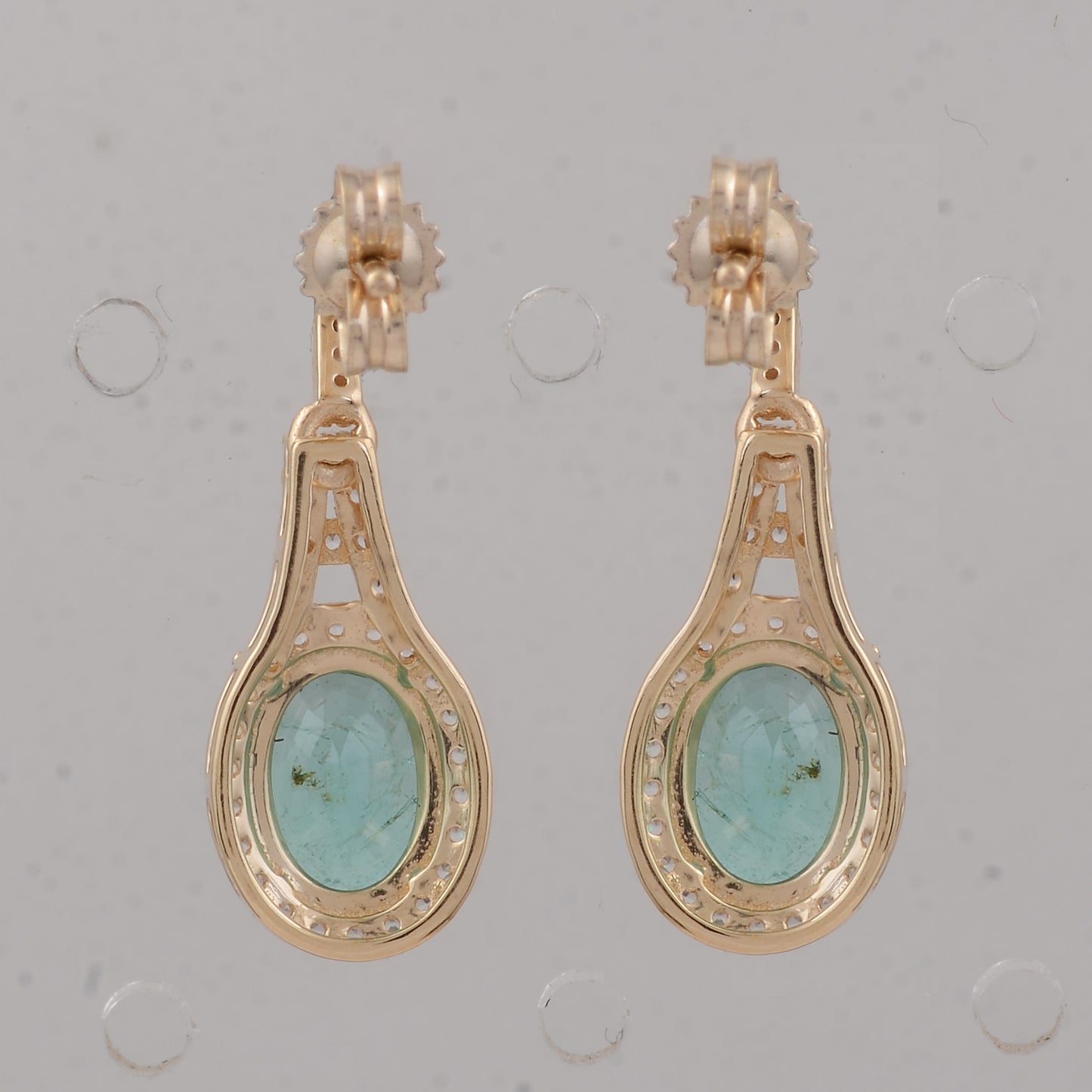 2.10 Ct Oval Emerald 9K Gold Earrings