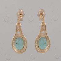 2.10 Ct Oval Emerald 9K Gold Earrings