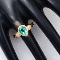 1.06 Ct Pear Mixed Cut Natural Emerald 14K Gold Ring